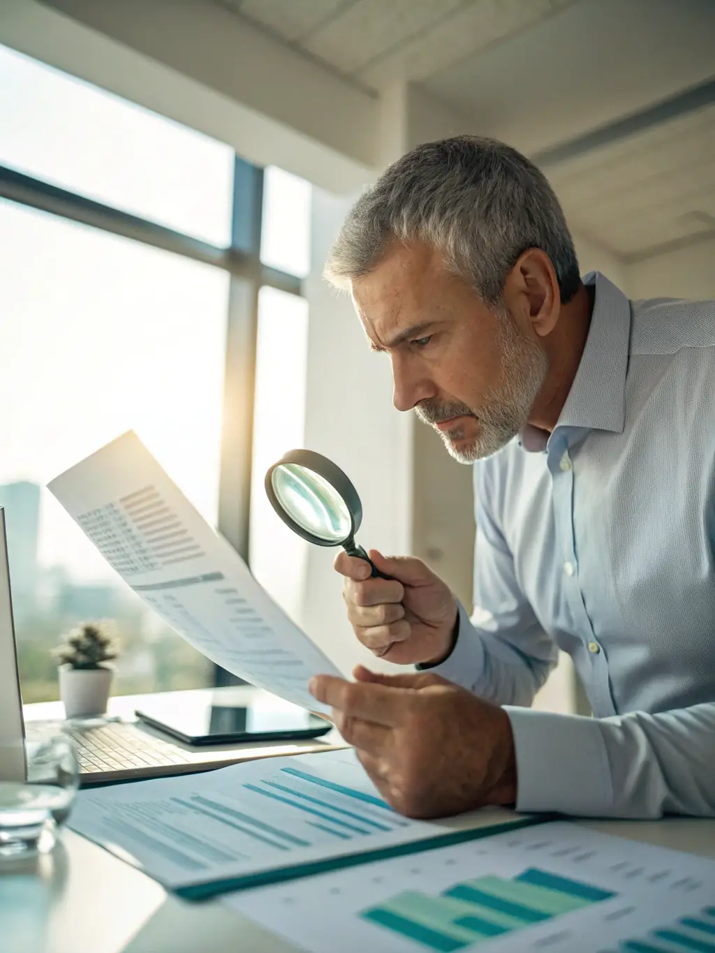 A photograph of a distinguished-looking expert holding a magnifying glass, carefully examining the details of an old map or manuscript, representing the depth of knowledge provided.